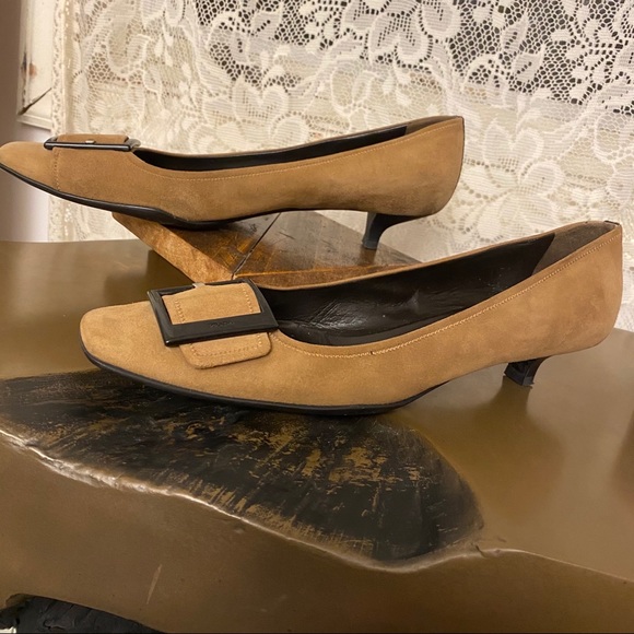 PRADA Kitten Heels Iconic Mod Buckle Square Toe 41 11 - Picture 3 of 13